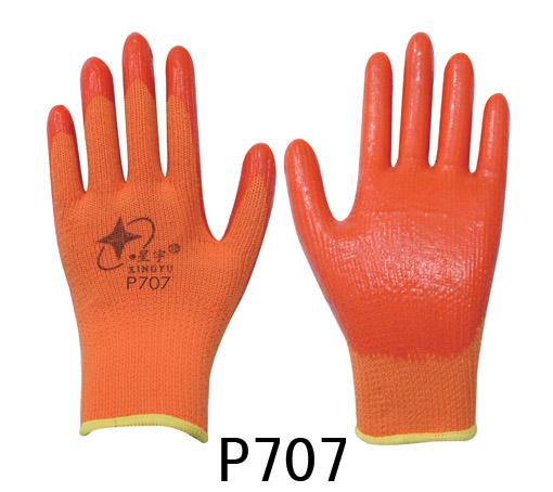 七針尼龍毛圈拉絨PVC手套P707 勞保用品批發優選